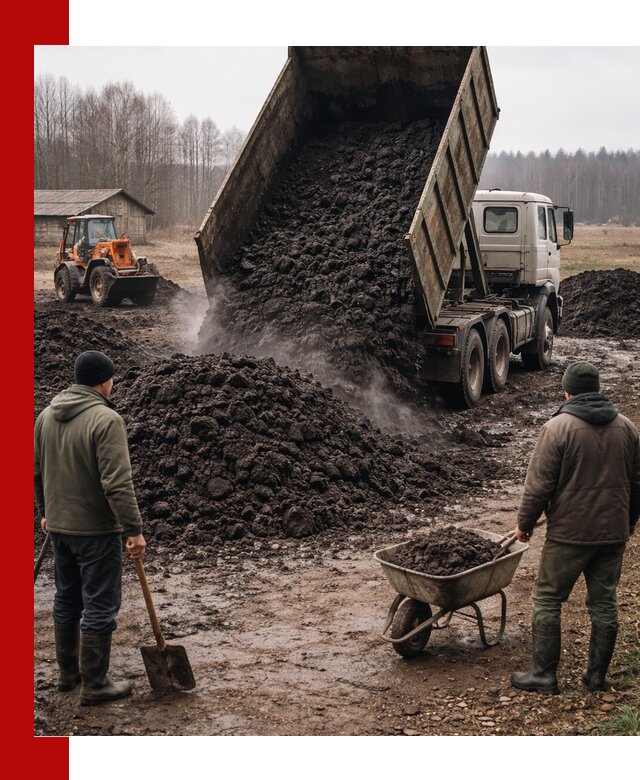 Доставка низинного торфа с разгрузкой и доставкой в Иваново