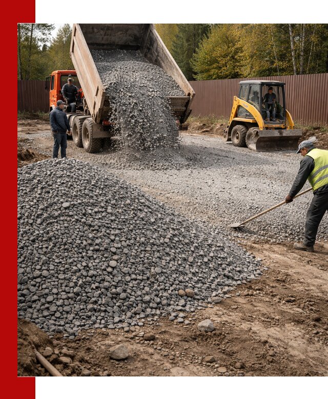 Отсыпка участка щебнем с доставкой и уплотнением в Иваново